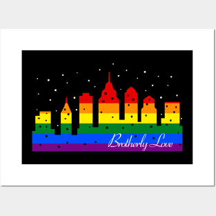 Philadelphia Brotherly Love LGBT Gay Pride City Skyline Posters and Art